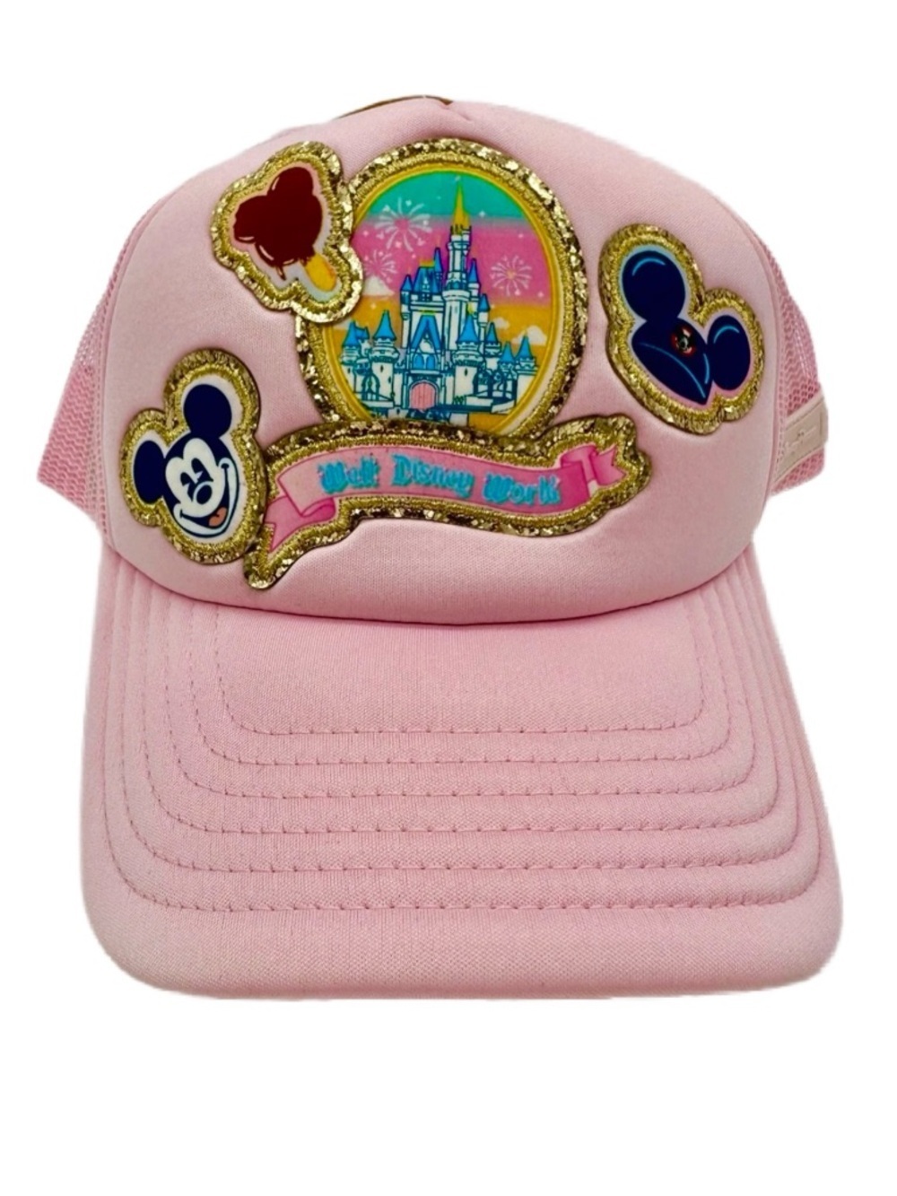 Authentic Stoney Clover Lane Disney World Pink Castle Patch Trucker Hat - NWT